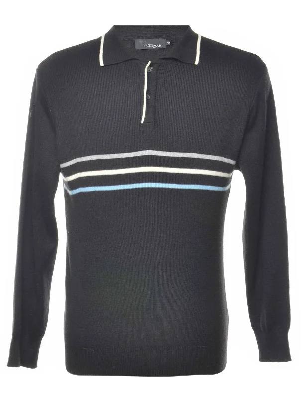 Striped Black Jumper - M