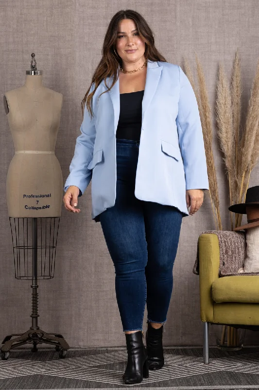 SKY LAPEL LONG SLEEVES PLUS SIZE BLAZER-K51572WXBlazerfashion